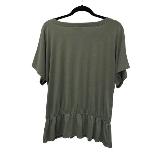 Chico's Easy Wear Short Sleeve Peplum Top Green 16 - Picture 6 of 8